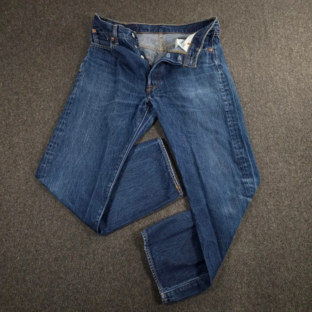 Levi's 501 Mens Dark Wash Blue Button Fly Denim Jeans W30 L27